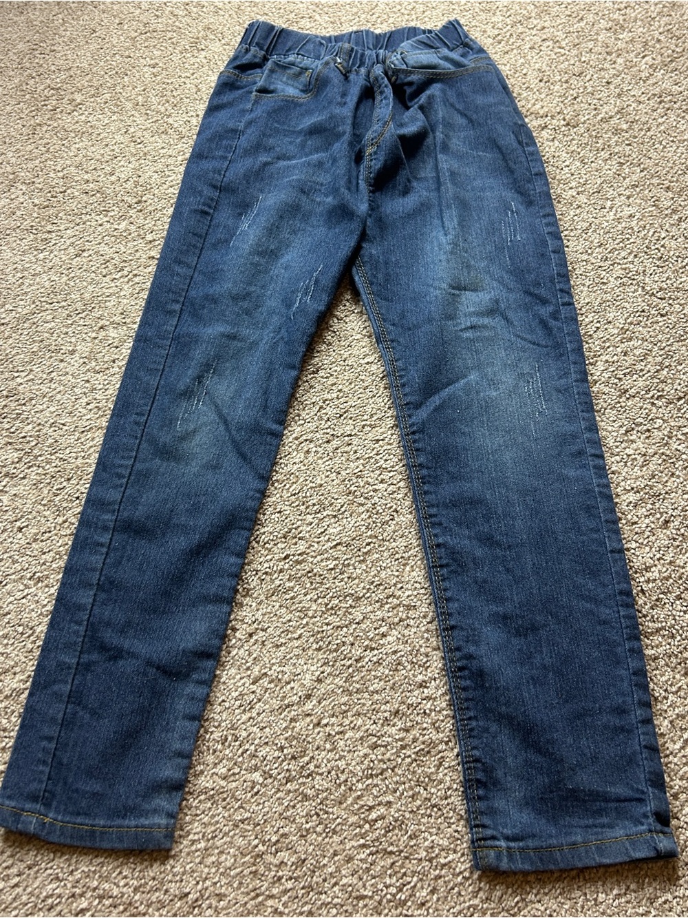 Girls Blue Denim Jeans Elastic Waist Straight Leg Size 5 Approx 20" Waist